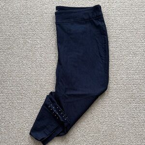 Roz & Ali Dark Blue Skinny Ankle Dress Pants